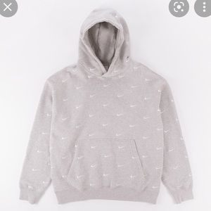 Grey Nike swoosh logo hoodie